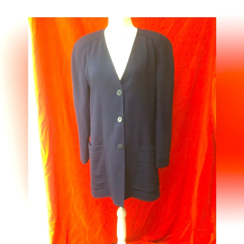 Christian Dior vtg 90s collarless 3/4 blazer blue size 10